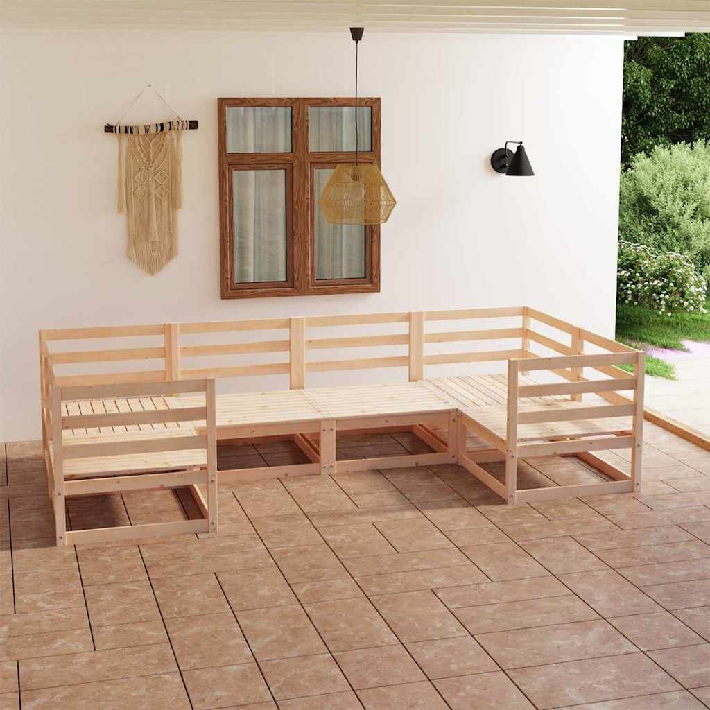 Set Divani da Giardino 6 pz in Legno Massello di Pino vidaXL