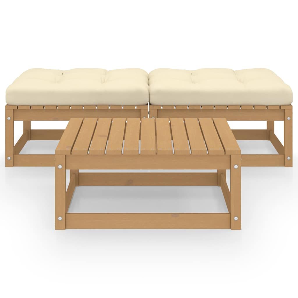 Set Divani da Giardino 3 pz con Cuscini Legno Massello di Pino vidaXL