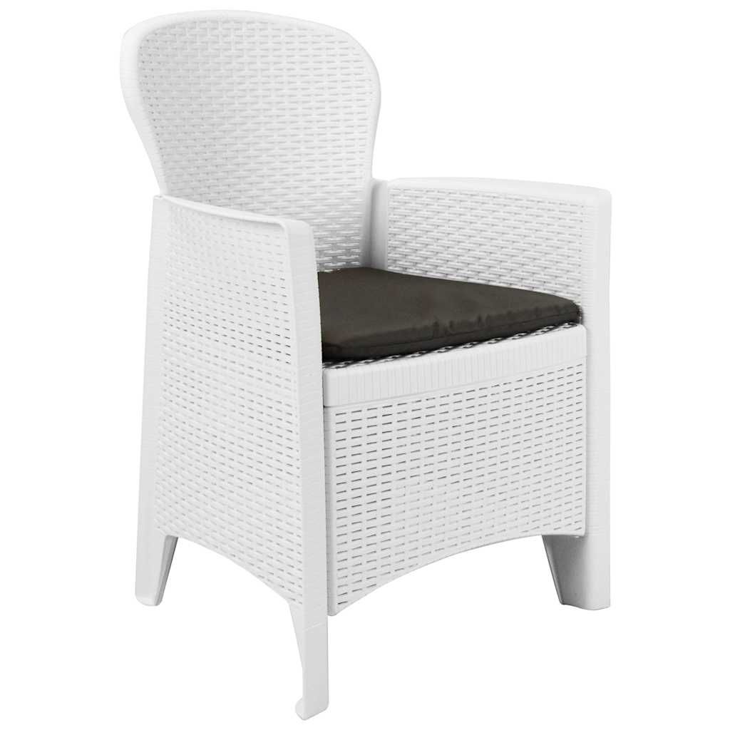 Set da Bistrò 3 pz in Plastica Stile Rattan Bianco vidaXL