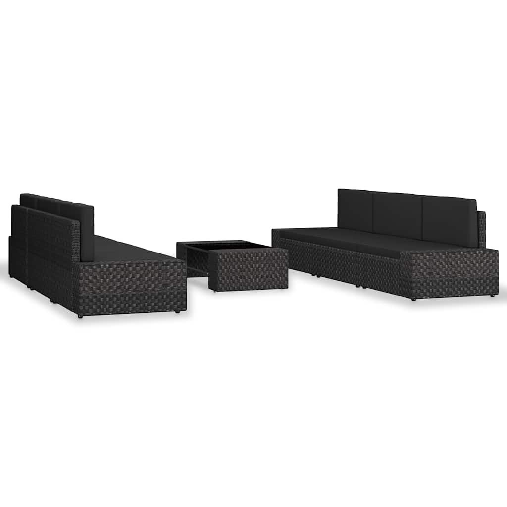 Set Divani da Giardino 7 pz in Polyrattan Nero vidaXL