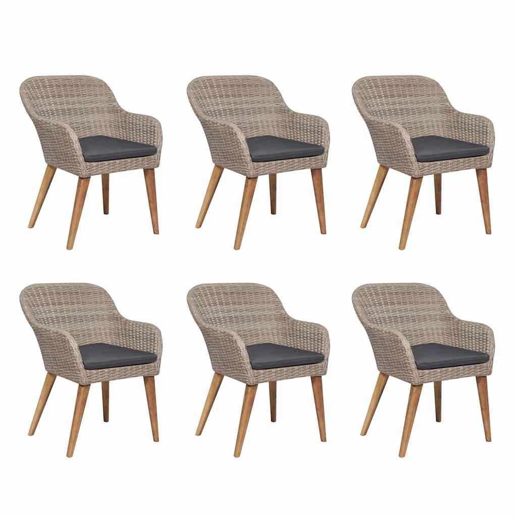 Set da Pranzo da Giardino 7 pz con Cuscini in Polyrattan vidaXL