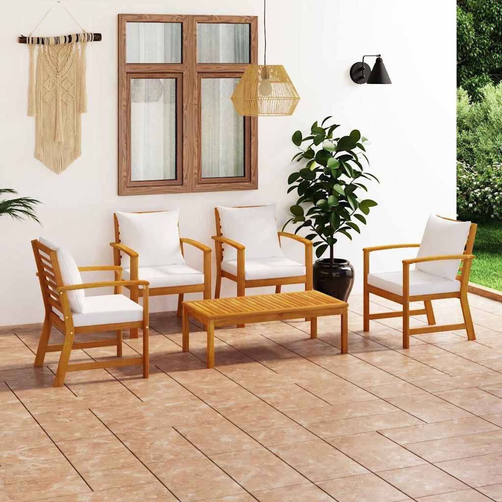 Set Divani da Giardino 5 pz con Cuscini in Massello di Acacia vidaXL