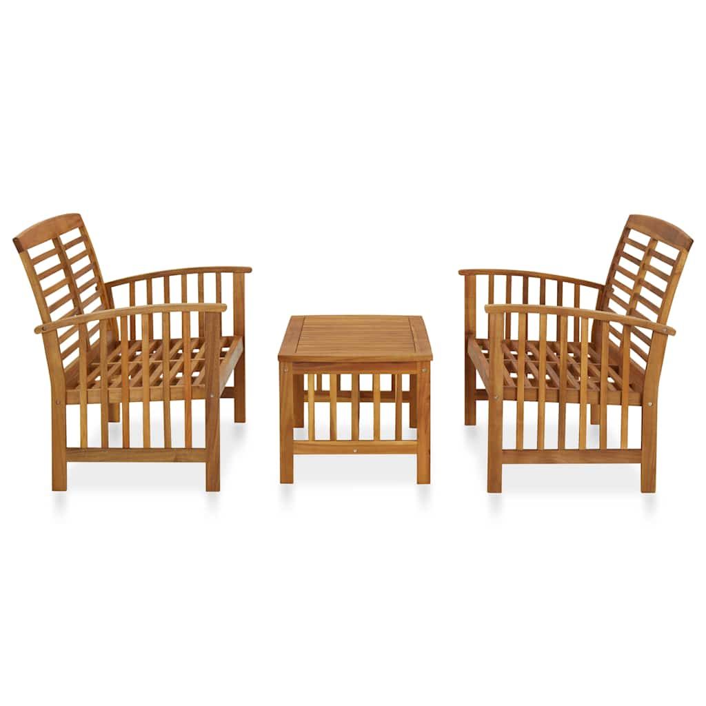Set Divani da Giardino 3 pz in Legno Massello di Acacia vidaXL
