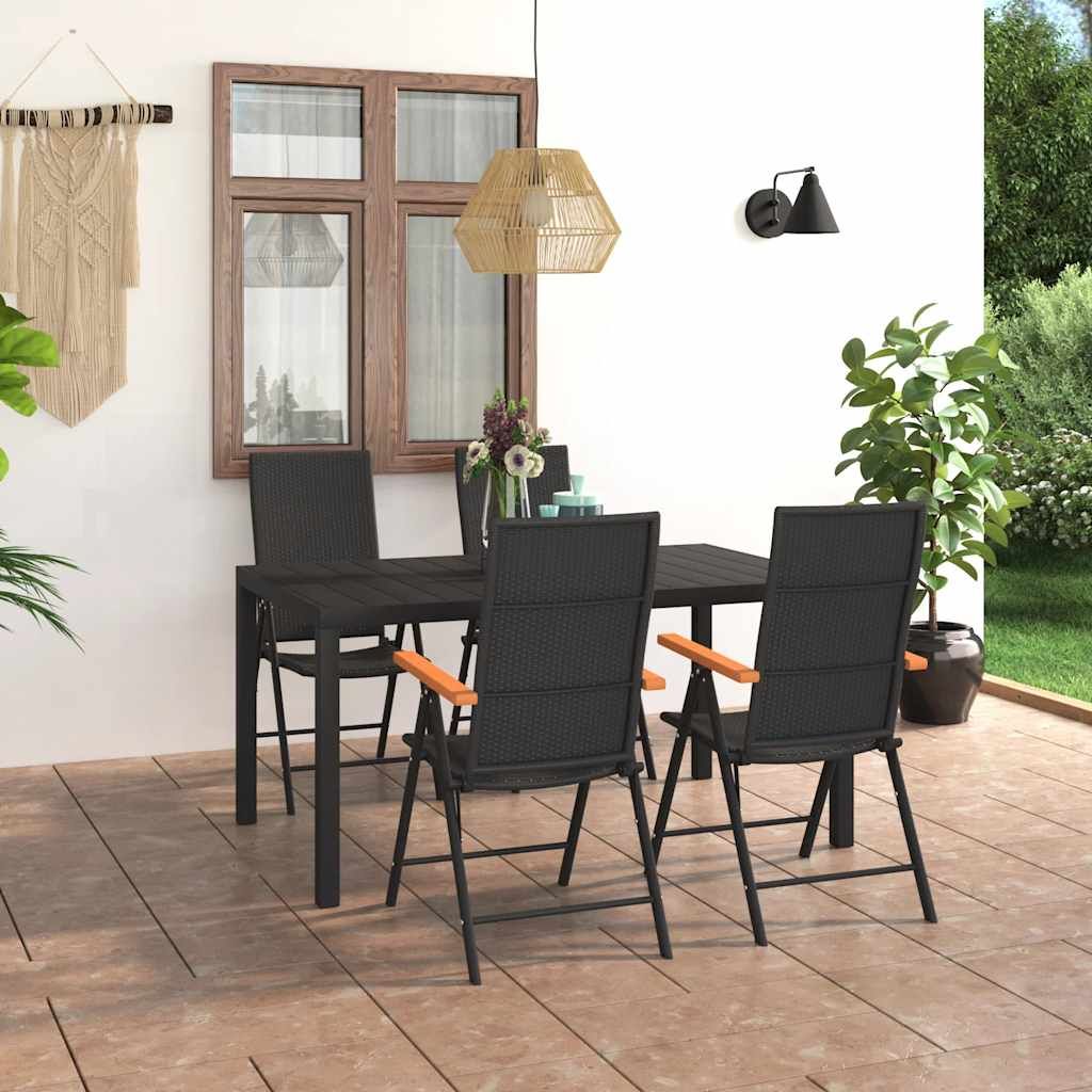 Set da Pranzo da Giardino 5 pz Nero e Marrone vidaXL