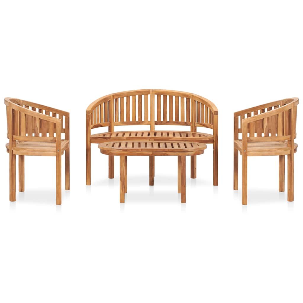 Set Salotto da Giardino 4 pz Design Curvo in Massello di Teak vidaXL
