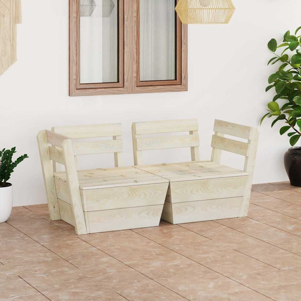 Divano da Giardino a 2 Posti su Pallet Legno Abete Impregnato vidaXL