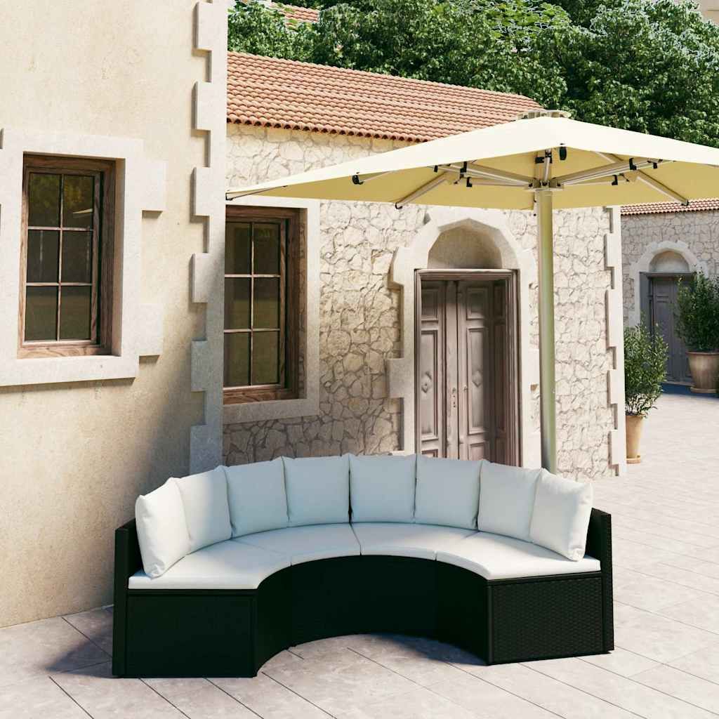 Set Divani da Giardino 4 pz con Cuscini in Polyrattan Nero vidaXL