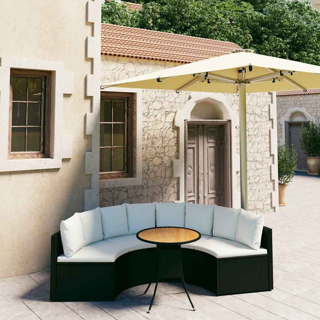 Set Divani da Giardino 5 pz con Cuscini in Polyrattan Nero vidaXL