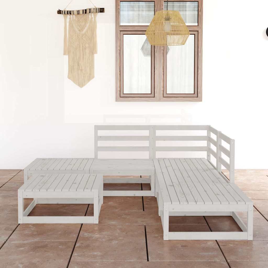 Set Divani da Giardino 6 pz Bianco in Legno Massello di Pino vidaXL