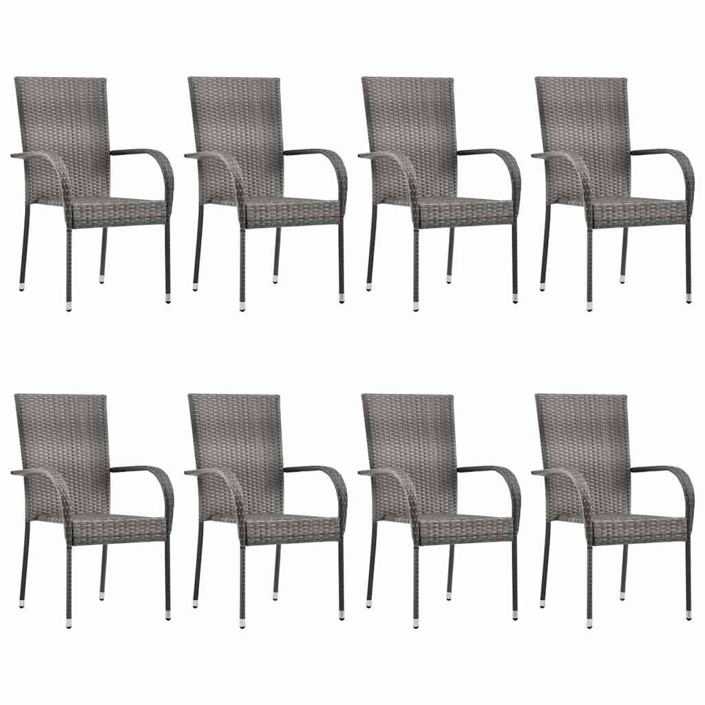 Set Mobili da Pranzo Giardino 9 pz in Polyrattan Grigio vidaXL