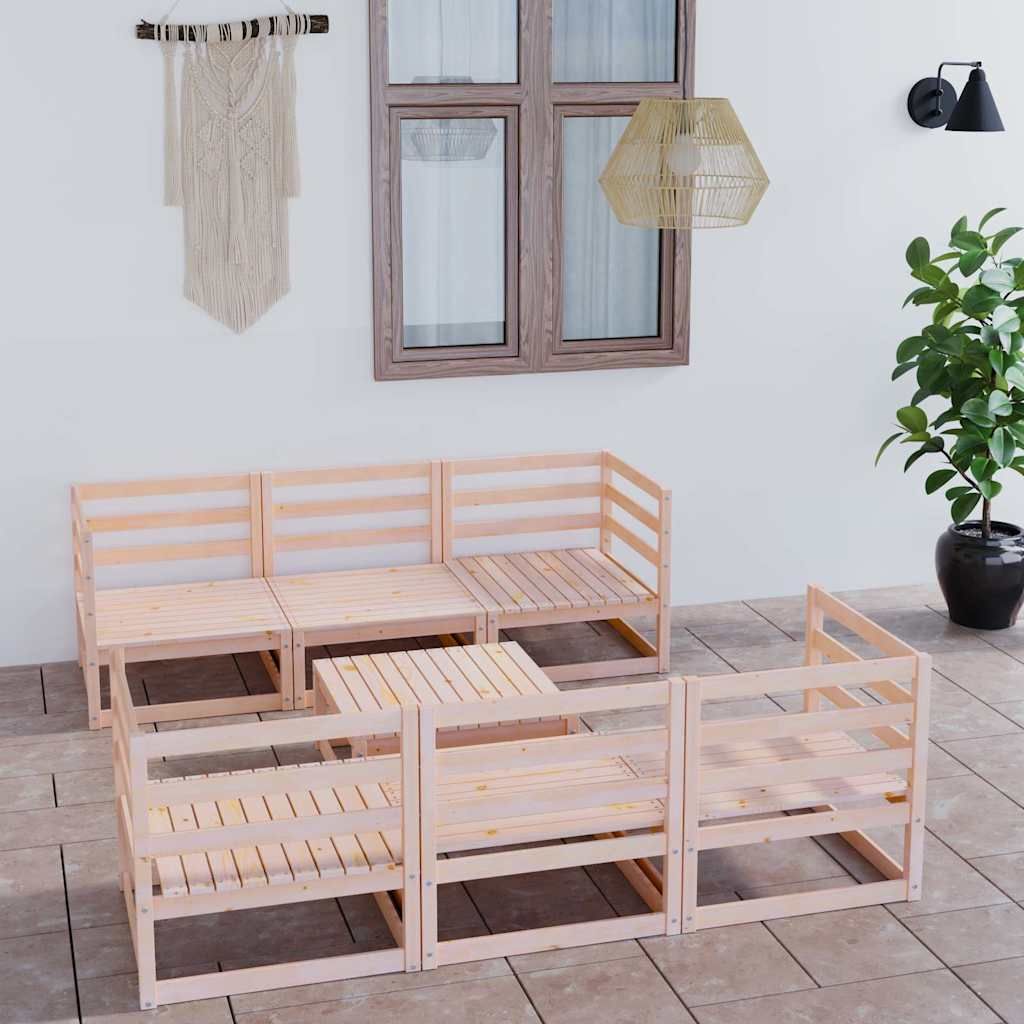 Set Divani da Giardino 7 pz in Legno Massello di Pino vidaXL