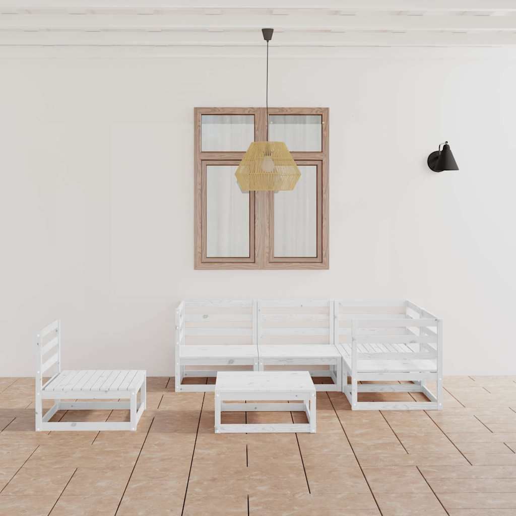 Set Divani da Giardino 6 pz Bianchi in Legno Massello di Pino vidaXL