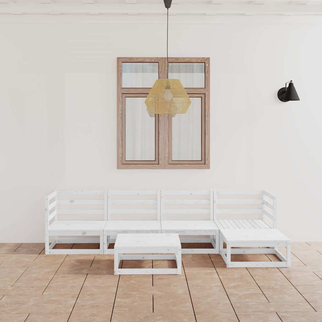 Set Divani da Giardino 6 pz Bianco in Legno Massello di Pino vidaXL
