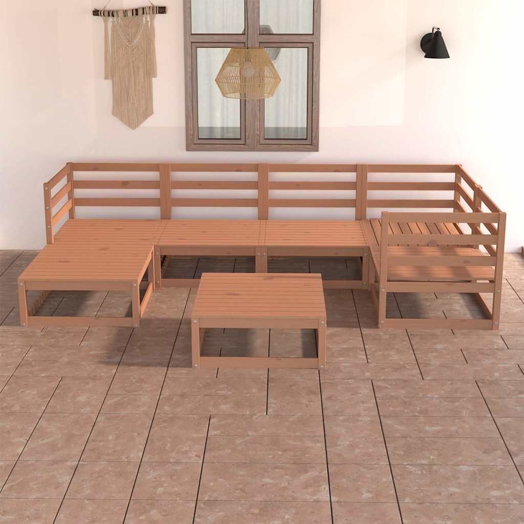 Set Salotto da Giardino 7pz Marrone Ambra Legno Massello Pino vidaXL