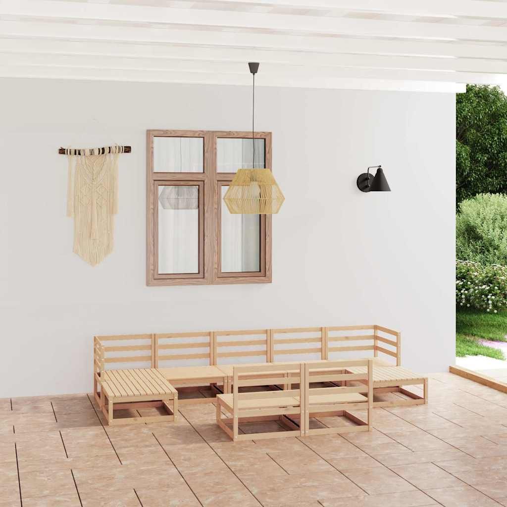 Set Divani da Giardino 9 pz in Legno Massello di Pino vidaXL