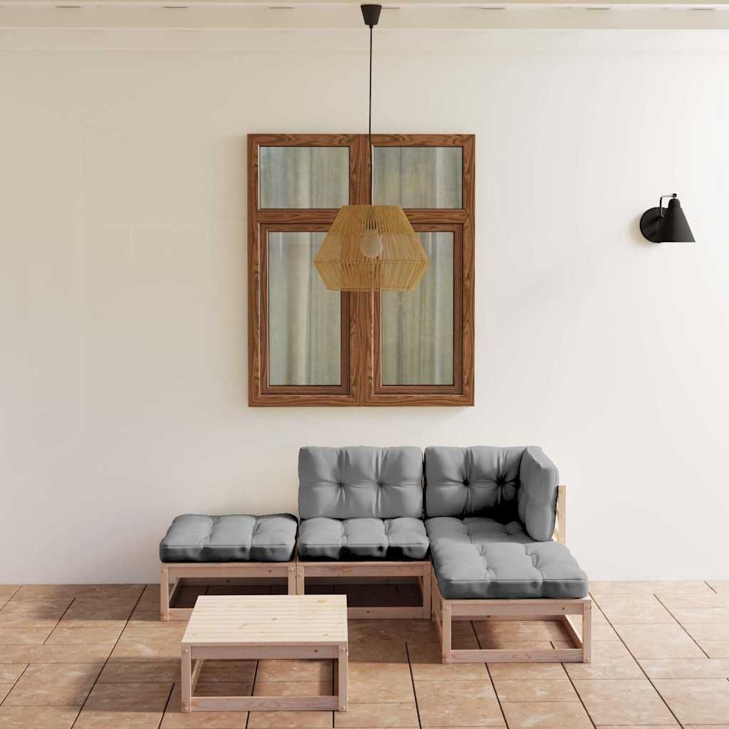 Set Divani da Giardino 5 pz con Cuscini Legno Massello di Pino vidaXL