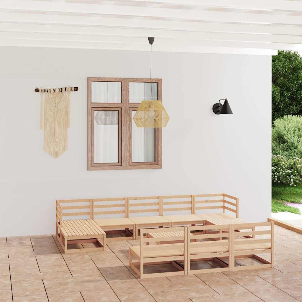Set Divani da Giardino 11 pz in Legno Massello di Pino vidaXL
