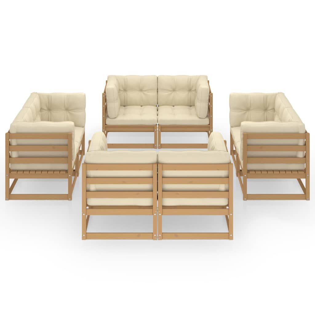 Set Divani da Giardino 8 pz con Cuscini Legno Massello Pino vidaXL