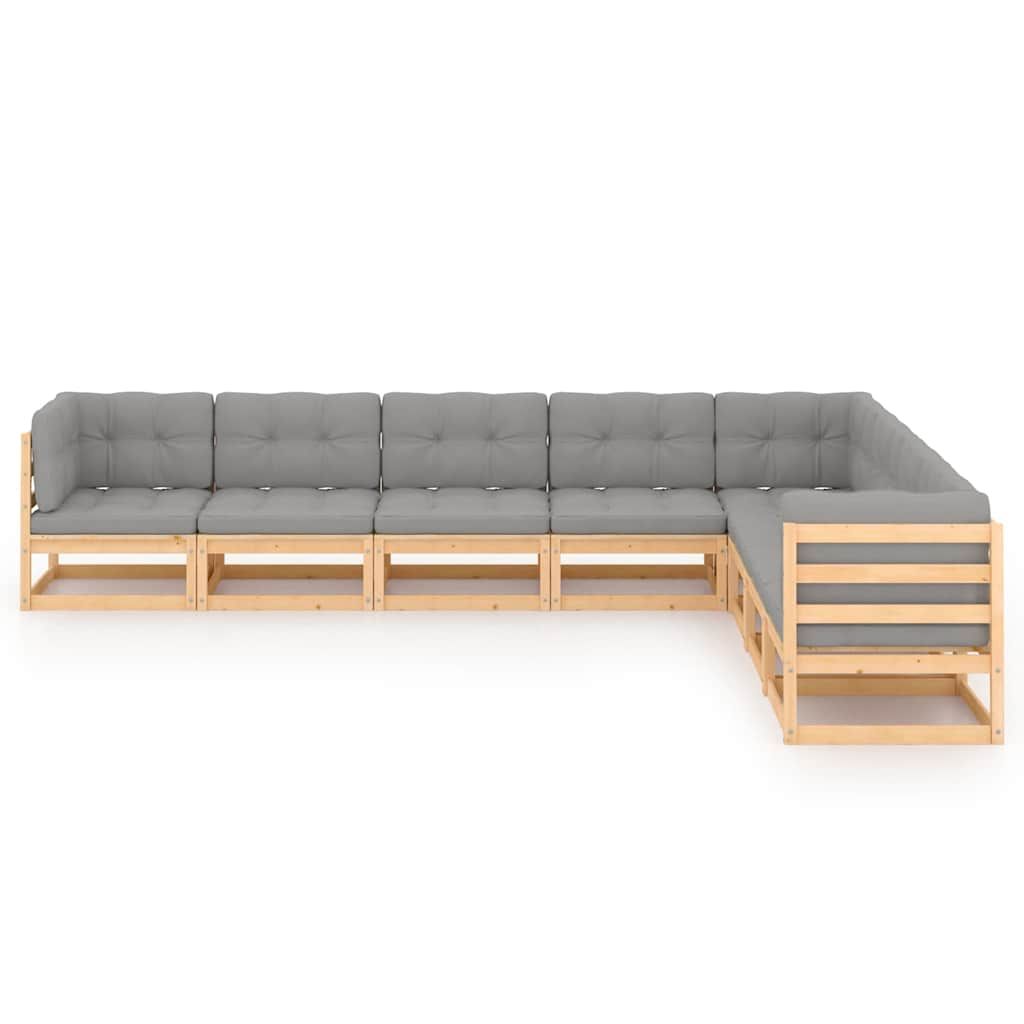 Set Salotto Giardino 8 pz Cuscini Antracite Legno Massello Pino vidaXL