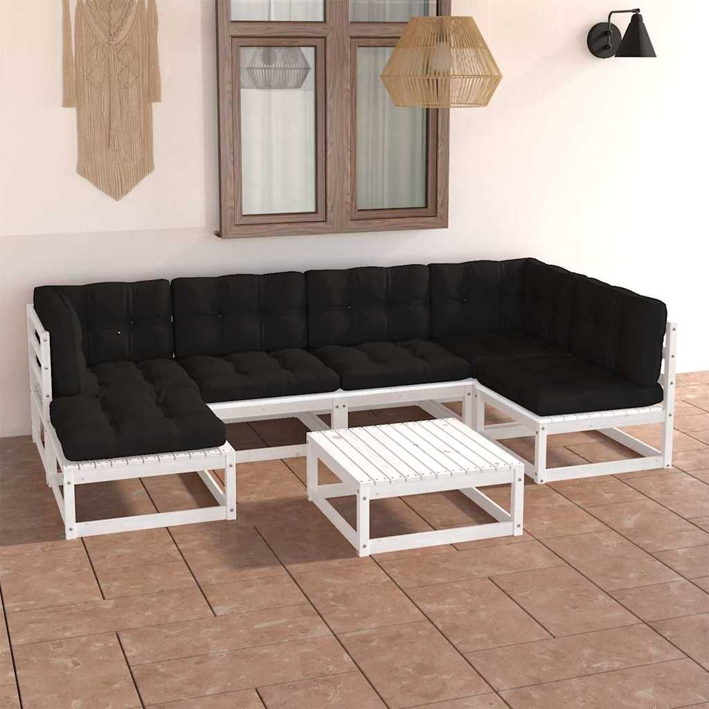 Set Salotto Giardino 7 pz Cuscini Antracite Legno Massello Pino vidaXL
