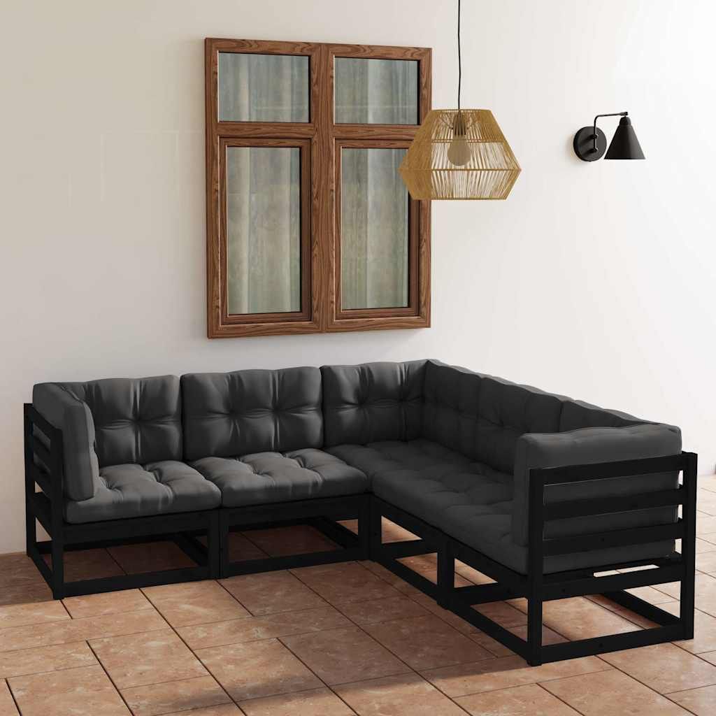 Set Divani da Giardino 5 pz con Cuscini Legno Massello di Pino vidaXL