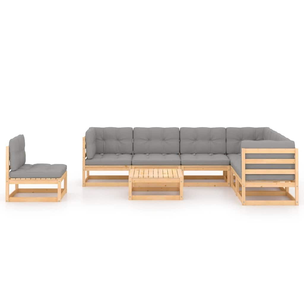 Set Salotto Giardino 8 pz Cuscini Antracite Legno Massello Pino vidaXL