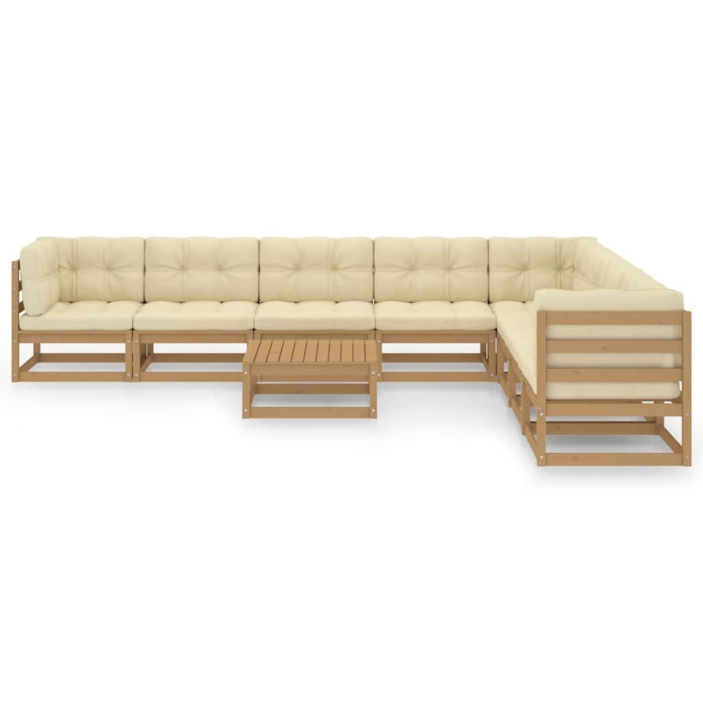Set Salotto Giardino e Cuscini 9 pz Legno Massello Pino Ambra vidaXL