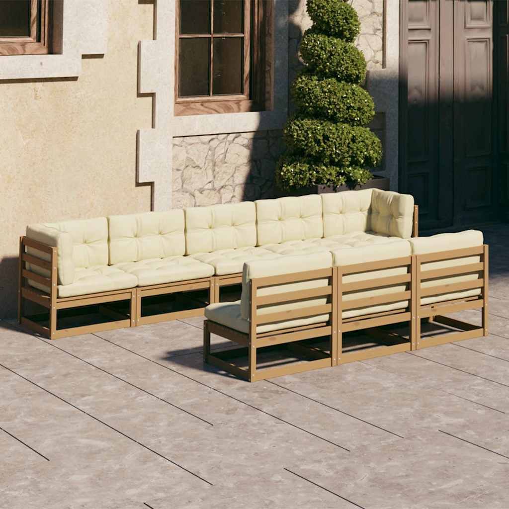 Set Salotto Giardino e Cuscini 8 pz Legno Massello Pino Ambra vidaXL