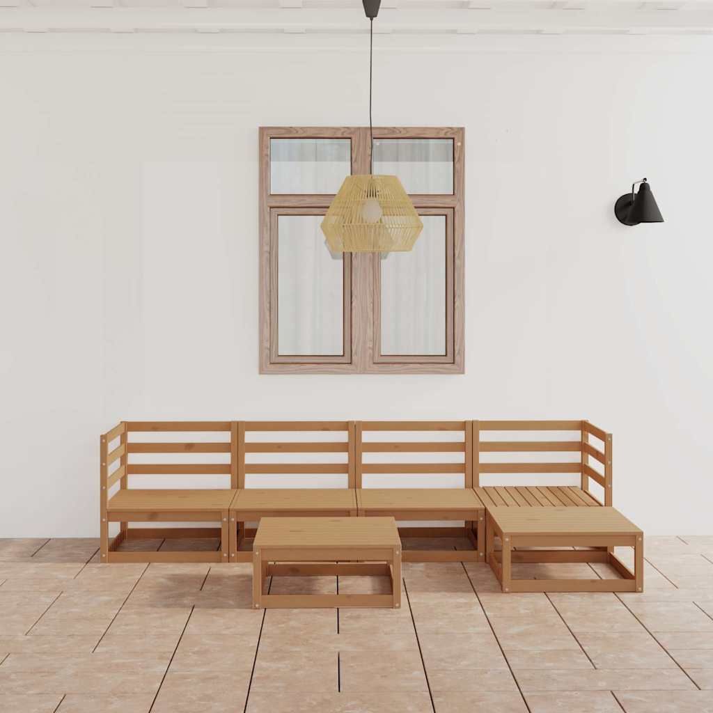 Set Salotto da Giardino 6pz Marrone Ambra Legno Massello Pino vidaXL