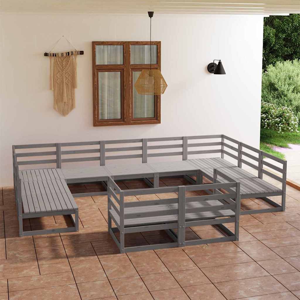 Set Divani da Giardino 11 pz in Legno Massello di Pino vidaXL