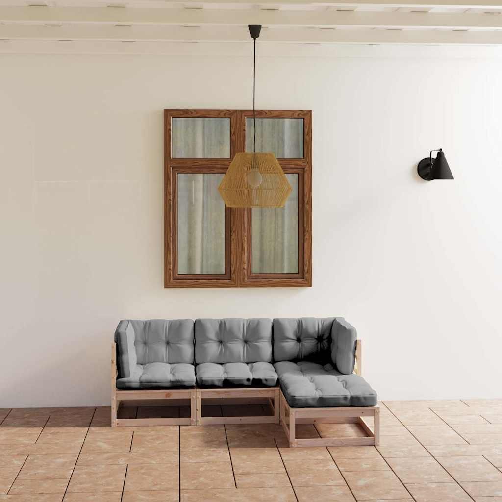 Set Divani da Giardino 4 pz con Cuscini Legno Massello di Pino vidaXL