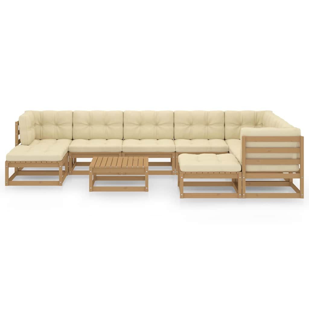 Set Salotto Giardino e Cuscini 10 pz Legno Massello Pino Ambra vidaXL