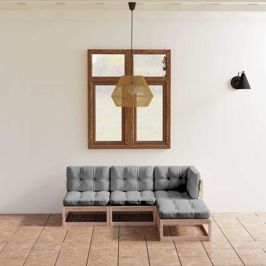 Set Divani da Giardino 4 pz con Cuscini Legno Massello di Pino vidaXL