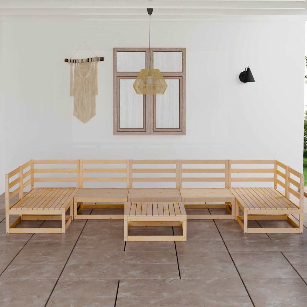 Set Divani da Giardino 8 pz in Legno Massello di Pino vidaXL