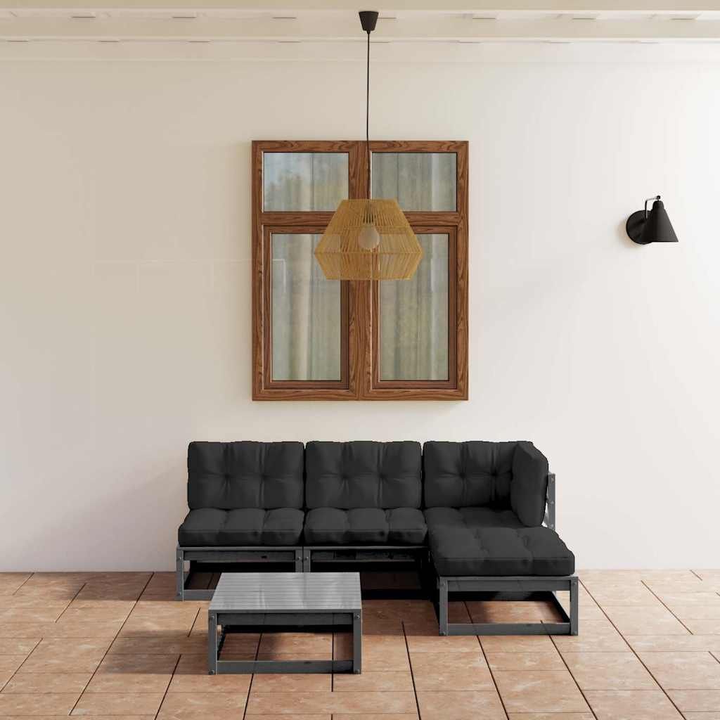 Set Divani da Giardino 5 pz con Cuscini Legno Massello Pino vidaXL
