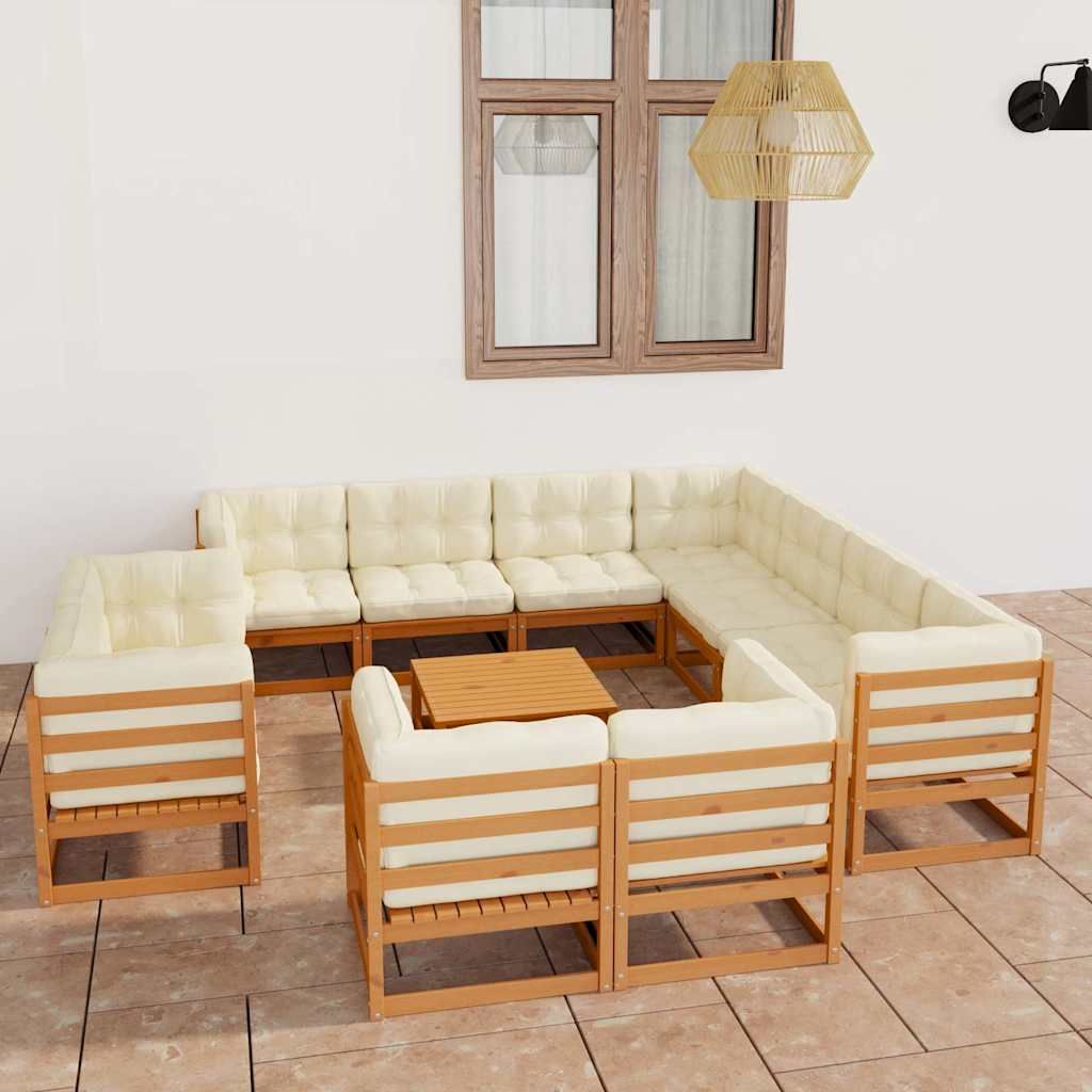 Set Salotto Giardino e Cuscini 12 pz Legno Massello Pino Ambra vidaXL