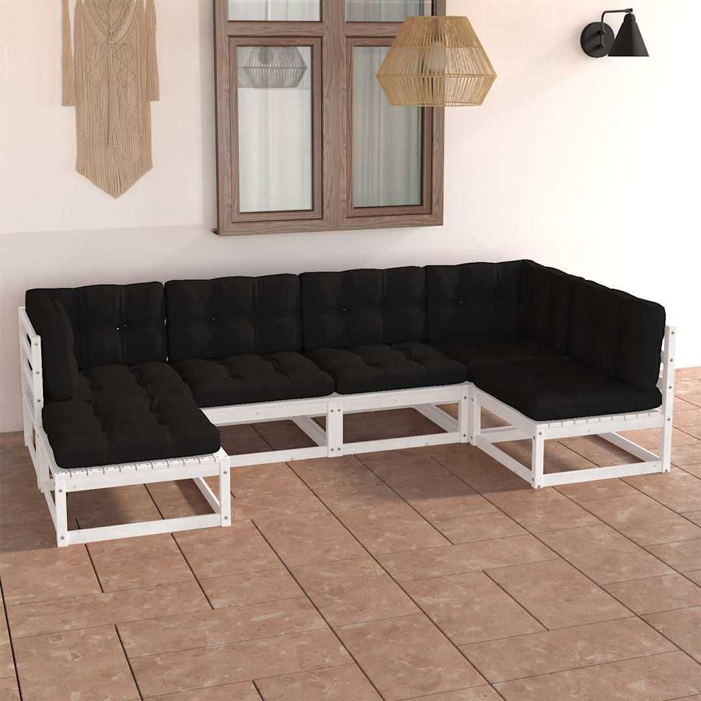 Set Divani Giardino 6 pz con Cuscini in Legno Massello di Pino vidaXL