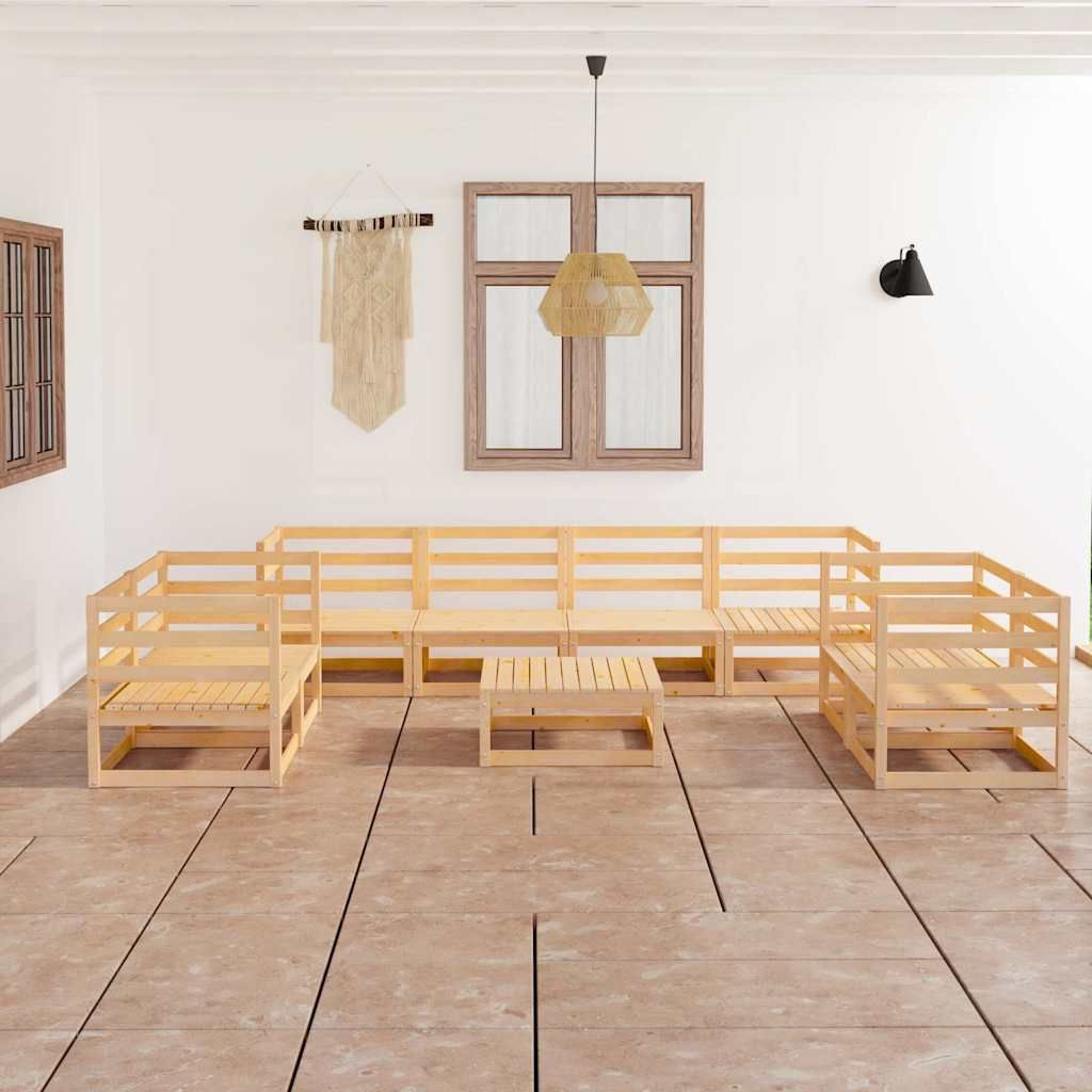 Set Divani da Giardino 9 pz in Legno Massello di Pino vidaXL