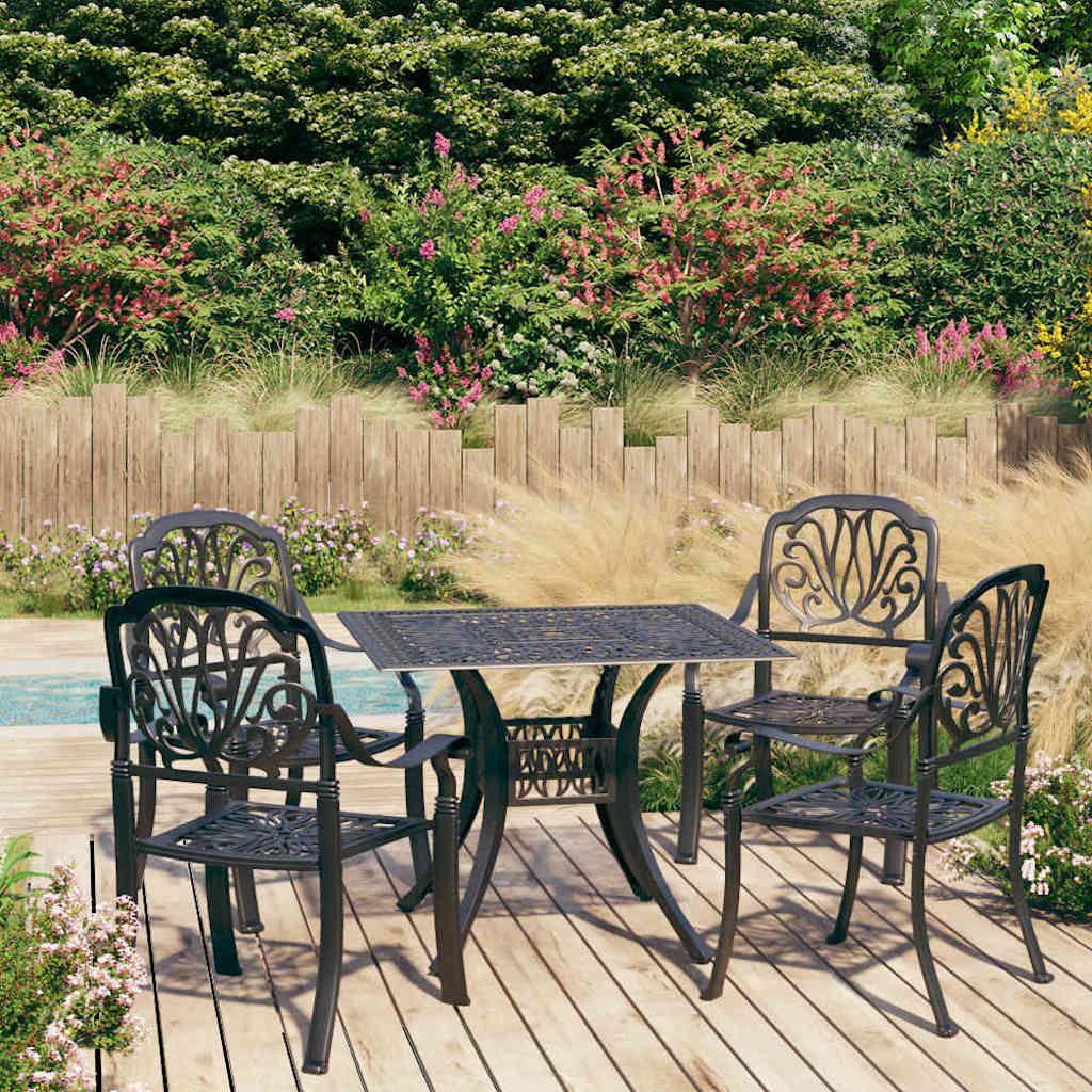 Set da Bistrot 5 pz in Alluminio Pressofuso Nero vidaXL