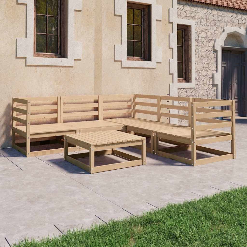 Set Divani da Giardino 6 pz in Legno Massello di Pino vidaXL