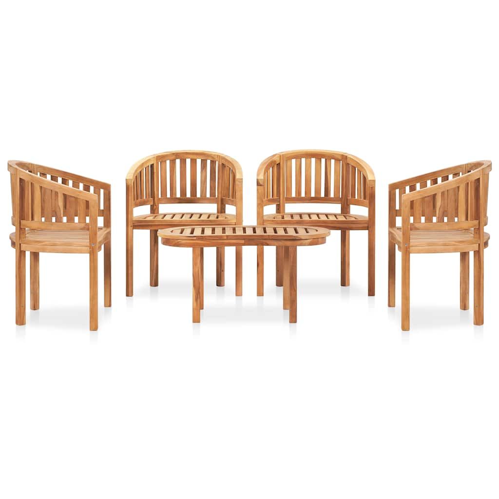 Set Salotto da Giardino 5 pz Design Curvo in Massello di Teak vidaXL