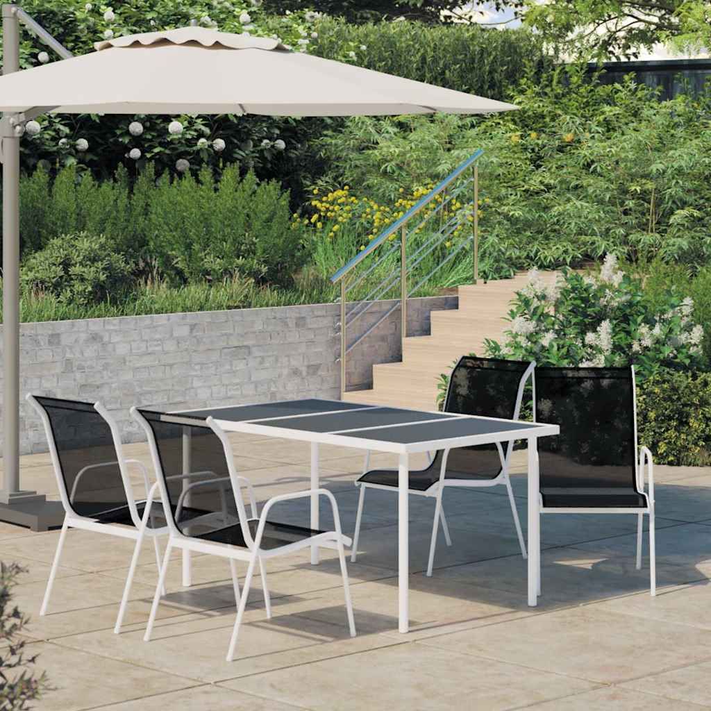 Set da Pranzo da Giardino 5 pz in Acciaio Nero vidaXL