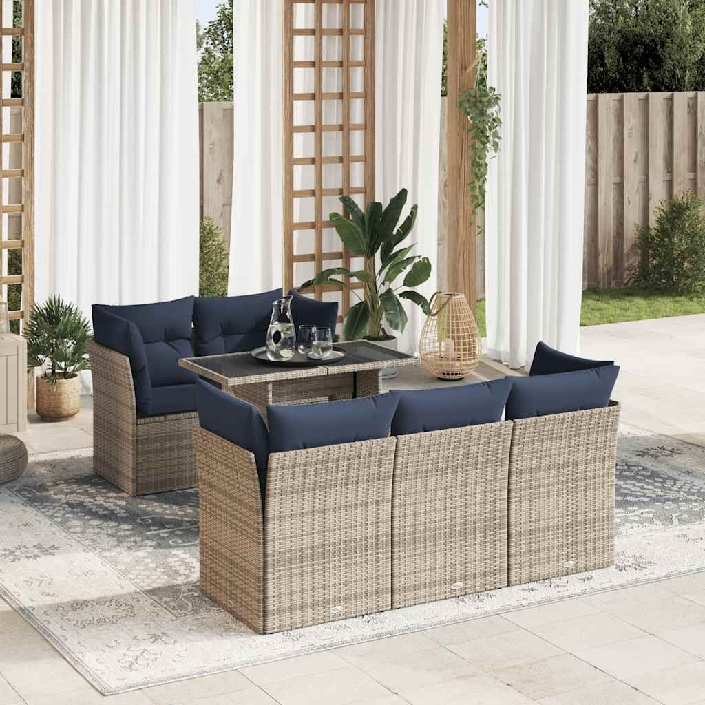 Set Divano da Giardino 6pz con Cuscini Grigio Polyrattan Acacia vidaXL
