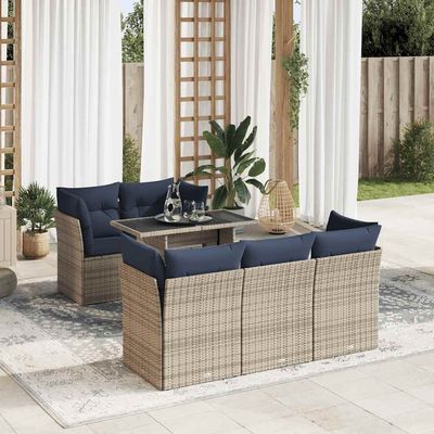 Set Divano da Giardino 6pz con Cuscini Grigio Polyrattan Acacia vidaXL