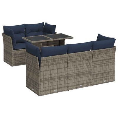 Set Divano da Giardino 6pz con Cuscini Grigio Polyrattan Acacia vidaXL