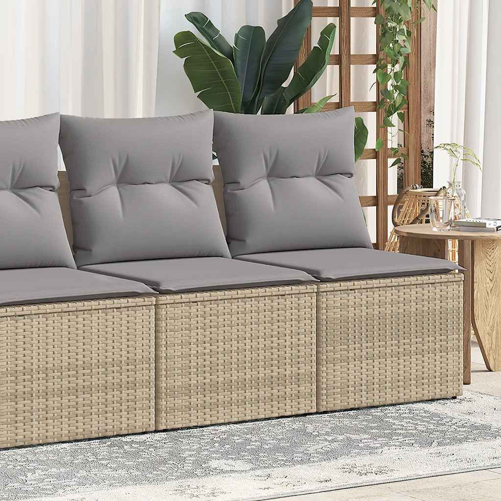 Set Divano da Giardino 2 pz con Cuscini Beige Polyrattan Acacia vidaXL