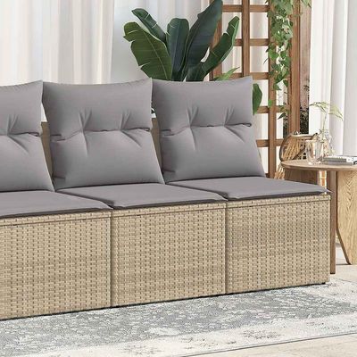 Set Divano da Giardino 2 pz con Cuscini Beige Polyrattan Acacia vidaXL