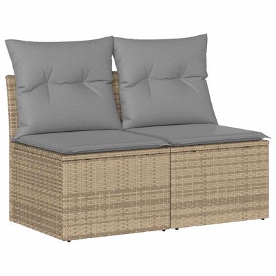 Set Divano da Giardino 2 pz con Cuscini Beige Polyrattan Acacia vidaXL