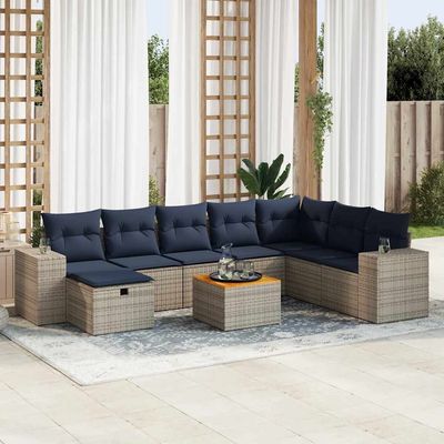 Set Divano da Giardino 9 pz con Cuscini Grigio in Polyrattan vidaXL Set Divano da Giardino 9 pz con Cuscini Grigio in Polyrattan vidaXL