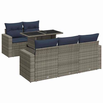 Set Divano da Giardino 6pz con Cuscini Grigio Polyrattan Acacia vidaXL